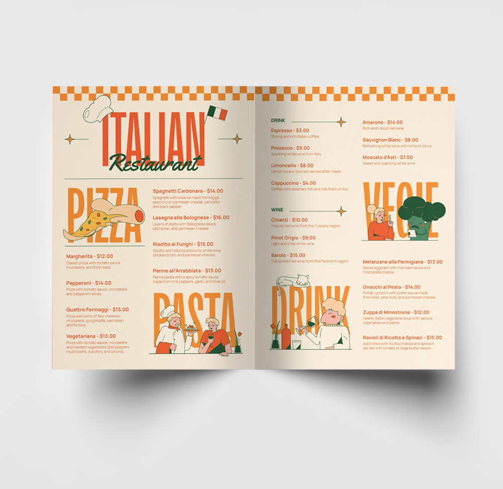 Half-Fold Menu - 8.5" x 11" - 100lb Gloss Cover