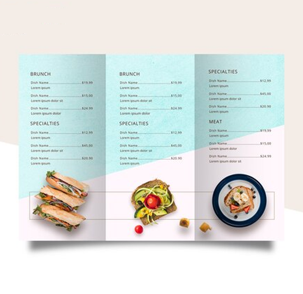 Tri-Fold Menu - 8.5" x 11" - 100lb Gloss Book
